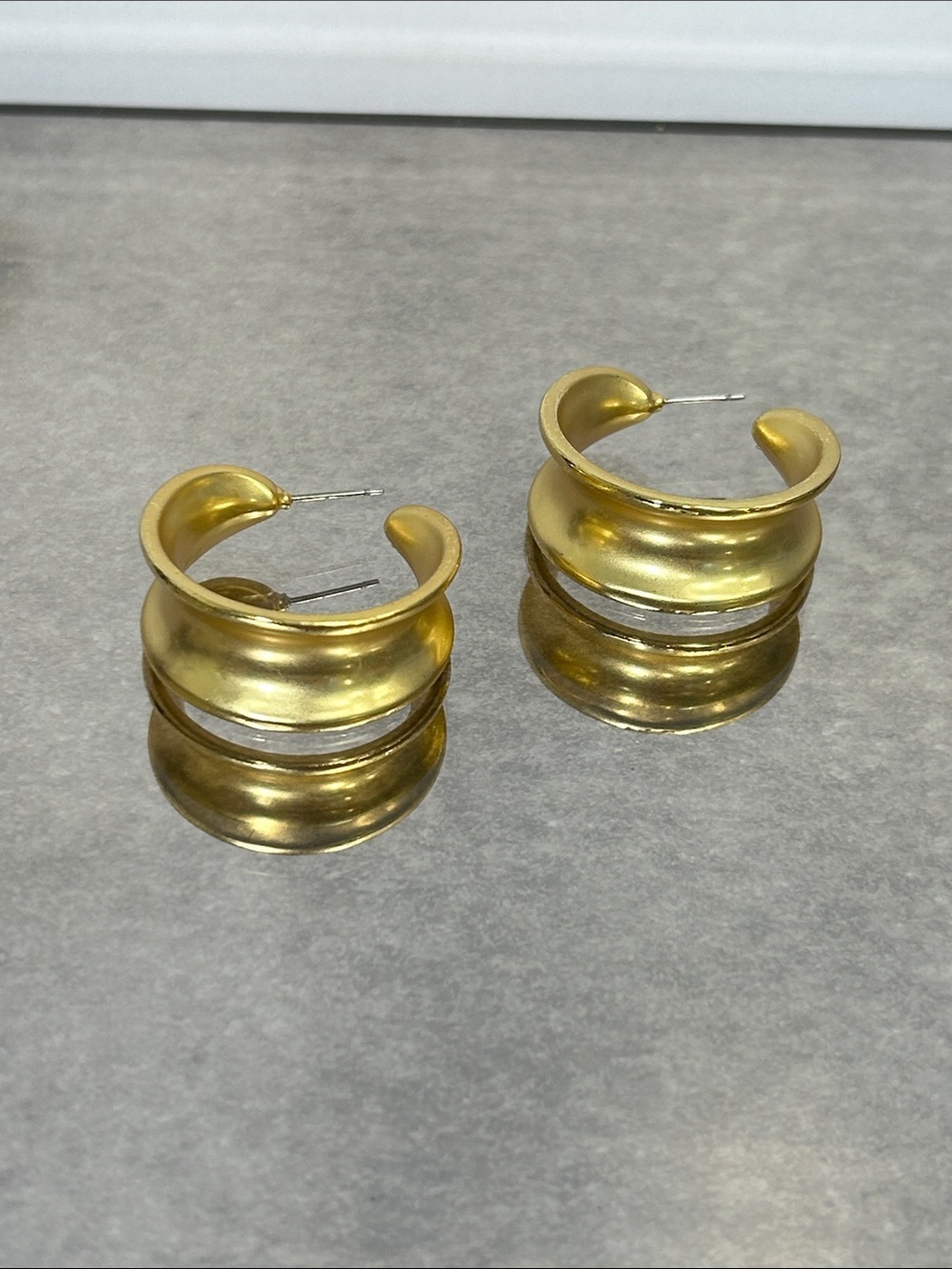 Matte Gold Chunky Hoop Earrings - Women Jewelry